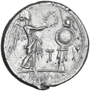 reverse: LT first series. AR Victoriatus. Luceria mint, 214 BC