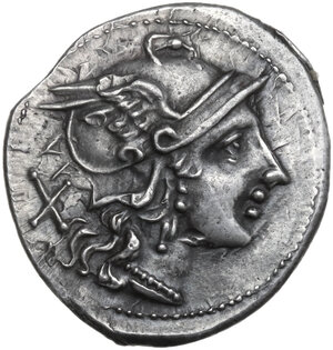 obverse: MA series.  AR Denarius, uncertain Spanish mint, 207 BC