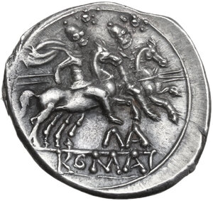 reverse: MA series.  AR Denarius, uncertain Spanish mint, 207 BC