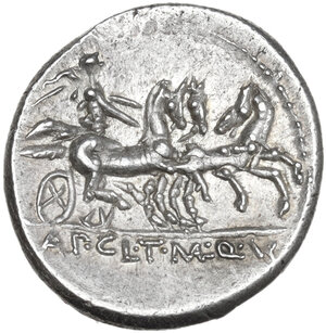 reverse: Appius Claudius Pulcher, T. Manlius Mancinus and Q. Urbinius. AR Denarius, 111 or 110 BC