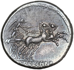 reverse: C. Claudius Pulcher. AR Denarius, 110 or 109 BC