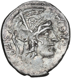 obverse: A. Manlius Q.f. Sergianus.. AR Denarius, 118-107 BC