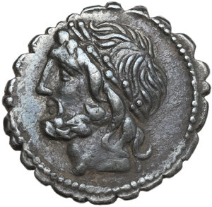 obverse: L. Scipio Asiagenus.. AR Denarius serratus, 106 BC