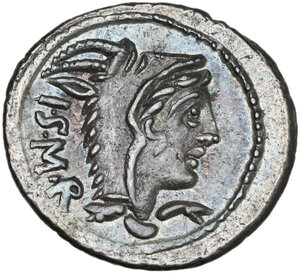 obverse: L. Thorius Balbus. AR Denarius, 105 BC