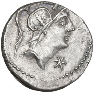 obverse: C. Poblicius Malleolus, A. Postumius Sp. f. Albinus and L. Metellus.. AR Denarius, 96 BC