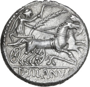 reverse: D. Junius Silanus L.f.. AR Denarius, 91 BC