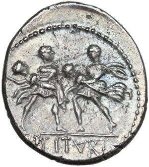 reverse: L. Titurius L.f. Sabinus. AR Denarius, 89 BC