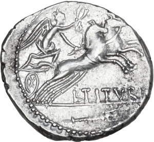 reverse: L. Titurius L.f. Sabinus. AR Denarius, 89 BC