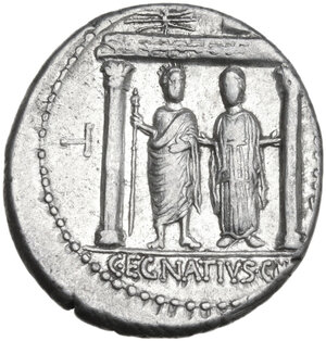 reverse: Cn. Egnatius Cn. f. Cn. n. Maxsumus.. AR Denarius, 75 BC