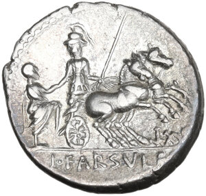 reverse: L. Farsuleius Mensor. AR Denarius, 75 BC