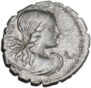 obverse: Q. Crepereius M.f. Rocus. . AR Denarius serratus, 72 BC