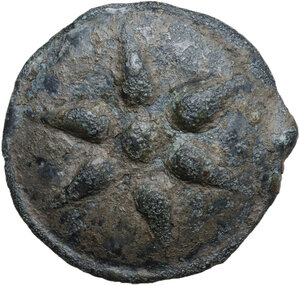 obverse: Northern Apulia, Luceria.  Heavy series. AE Cast Teruncius, c. 225-217 BC