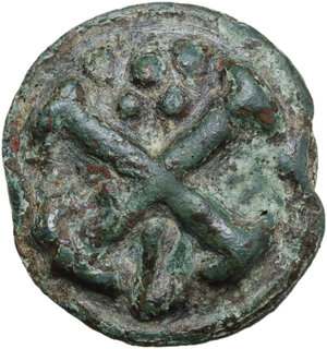 reverse: Northern Apulia, Luceria.  Light series.. AE Cast Quincunx, c. 217-212 BC