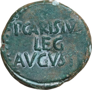 reverse: Augustus (27 BC - 14 AD)  . AE As. Emerita mint. P. Carisius, legatus pro praetore. Struck c. 25-23 BC