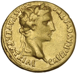 obverse: Augustus (27 BC - 14 AD).. AV Aureus. Lugdunum mint,  2 BC - 12 AD