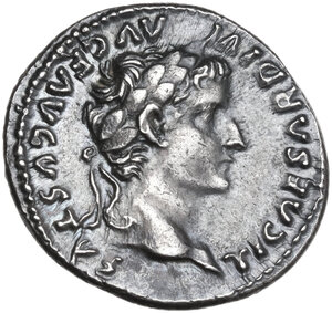obverse: Tiberius (14-37).. AR Denarius 