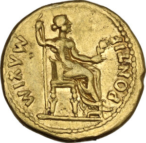 reverse: Tiberius (14-37).. AV Aureus 