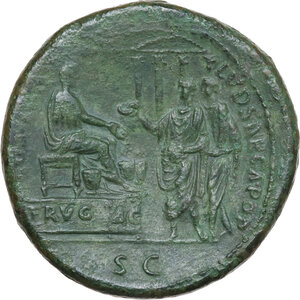 reverse: Domitian (81-96 AD).. AE Sestertius. Ludi Saeculares issue. Rome mint. Struck 14 September-31 December 88 AD