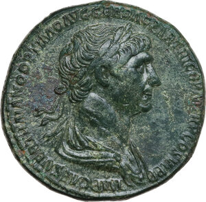 obverse: Trajan (98-117 AD).. AE Sestertius, Rome mint, 116-117 AD