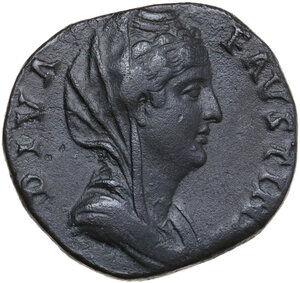 obverse: Diva Faustina I, wife of Antoninus Pius (died 141 AD).. AE Sestertius. Struck under Antoninus Pius, after 141 AD