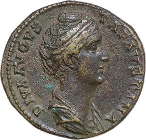 obverse: Diva Faustina I, wife of Antoninus Pius (died 141 AD).. AE Sestertius, struck under Antoninus Pius, c. 141-146 AD