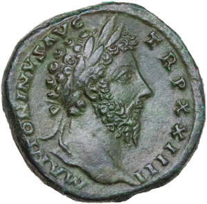 obverse: Marcus Aurelius (161-180).. AE Sestertius, Rome mint, 169-170 AD