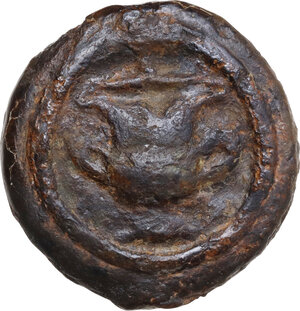 reverse: Inland Etruria, uncertain mint.  Wheel/Crater series. AE Cast Uncia, 3rd century BC