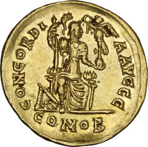 reverse: Arcadius (383-408).. AV Solidus. Thessalonica mint, 397-402 AD