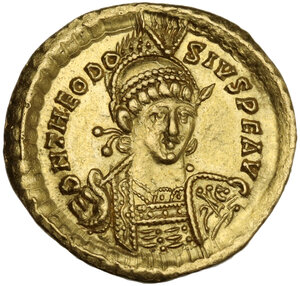 obverse: Theodosius II (402-450).. AV Solidus. Constantinople mint, c. 430-440 AD