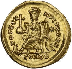 reverse: Theodosius II (402-450).. AV Solidus. Constantinople mint, c. 430-440 AD