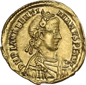 obverse: Valentinian III (425-455).. AV Solidus. Ravenna mint, 426-430/455 AD