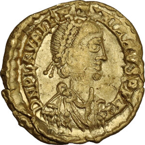obverse: Valentinian III (425-455).. AV Tremissis. Ravenna (or Rome) mint, 440-455 AD