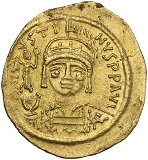 obverse: Justin II (565-578).. AV Solidus. Thessalonica mint, c. 570 AD