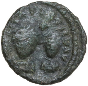 obverse: Heraclius, with Heraclius Constantine (610-641).. AE Half Follis. Rome mint