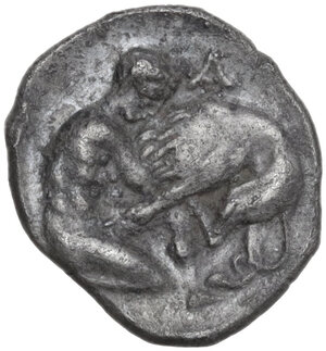 reverse: Southern Apulia, Tarentum. AR Diobol, c. 325-280 BC