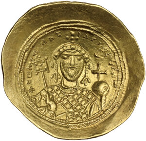 reverse: Constantine IX Monomachus (1042-1055 AD).. AV Histamenon Nomisma, Constantinople mint
