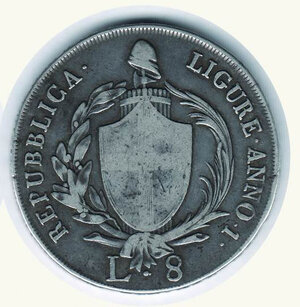 reverse: GENOVA - Repubblica Ligure (1798-1805) - 8 Lire 1798