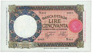 obverse: REGNO D’ITALIA - 50 Lire Lupa - Decr. 29/04/1940