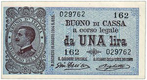 obverse: VITTORIO EMANUELE III - Buono di cassa da 1 Lira