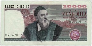 obverse: REPUBBLICA ITALIANA - 20.000 Lire 