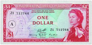 obverse: BRITISH EAST CARIBEAN TERRITORIES - One Dollar