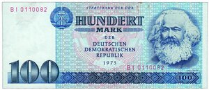 obverse: GERMANIA EST (DDR) - 100 Mark 1975