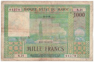 obverse: MAROCCO - 1.000 Francs