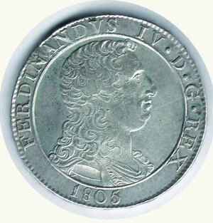 obverse: NAPOLI - Ferdinando IV - Piastra da 120 Grana 1805 - Stemma medio.
