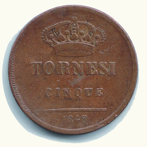 reverse: NAPOLI - Ferdinando II - 5 Tornesi 1848