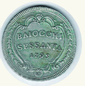 reverse: ROMA - Pio VI (1775-1799) - 60 Baiocchi 1795 - Simbolo conchiglia.