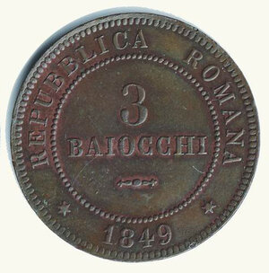 reverse: ROMA - II Repubblica Romana - 3  Baiocchi 1849