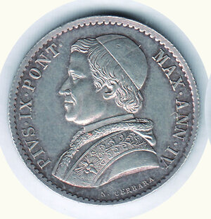 obverse: ROMA - Pio IX - 20 Baiocchi 1850 - A. IV.
