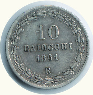 obverse: ROMA - Pio IX - 10 Baiocchi 1861