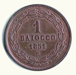 reverse: ROMA - Pio IX - 1 Baiocco 1851 - A. V.